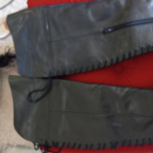 DIBA TRUE SUNSET SAIL Back Lace Up Leather Boot Black 8.5 Side Zip Over the Knee - Picture 7 of 16